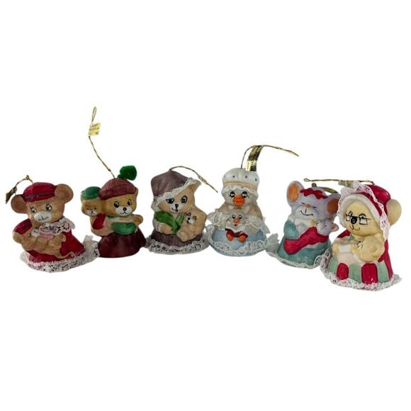 Jasco Caring Critters Chimer Bells Christmas Ornaments Set Of 6 Hand Painted - Picture 15 of 15